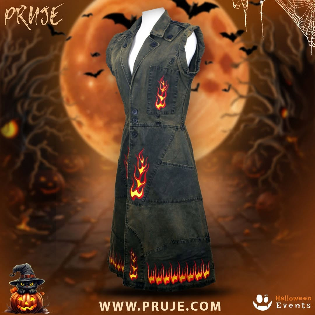 StarWar Inspired Long Coat with Flame Design – Cosplay Trench Coat